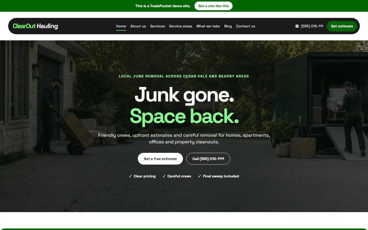 ClearOut Hauling website example