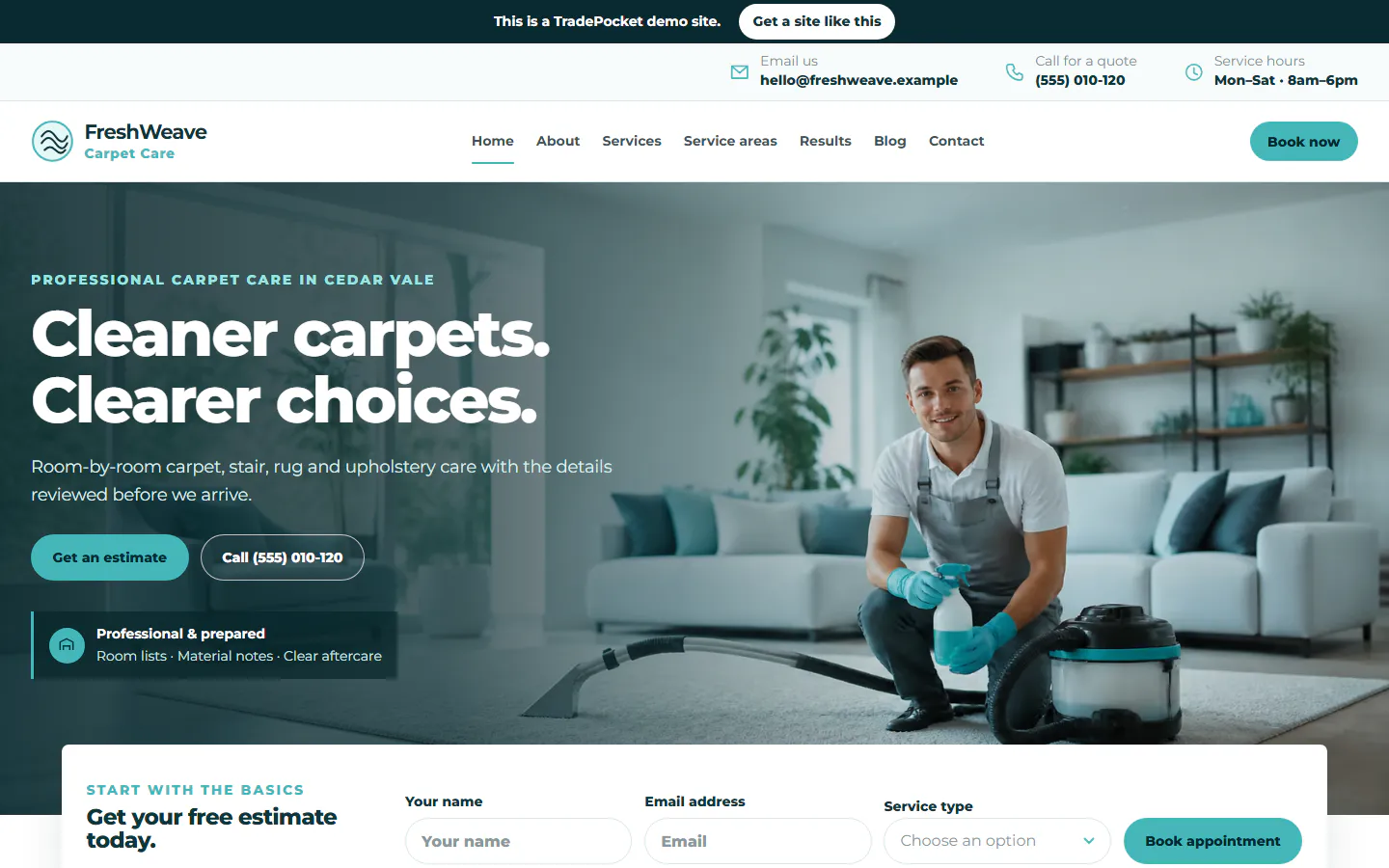 FreshWeave Carpet Care website example