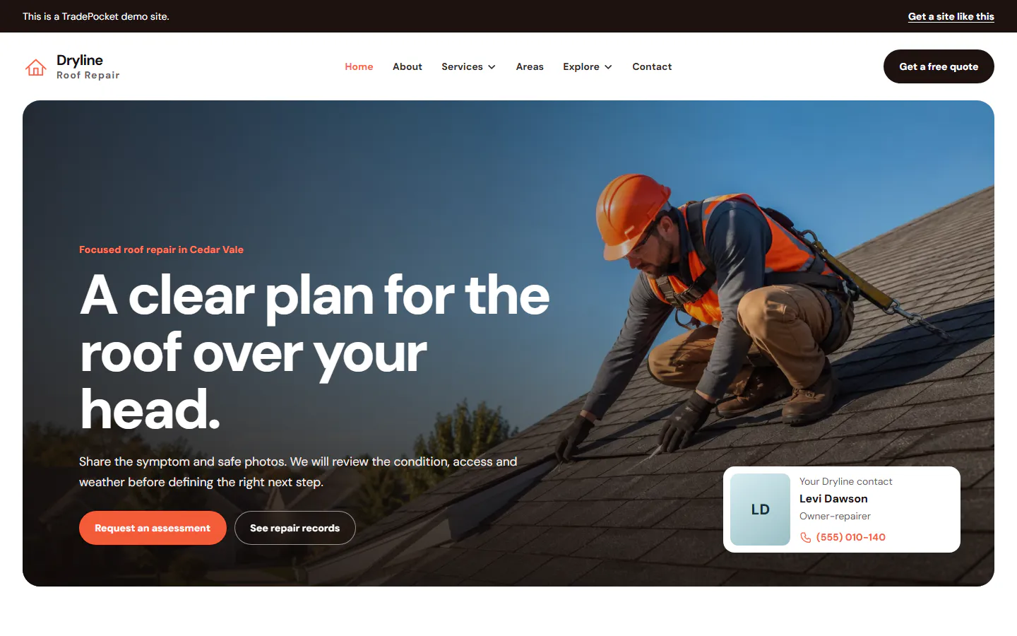 Dryline Roof Repair website example