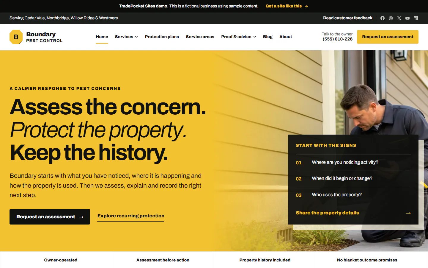 Boundary Pest Control website example