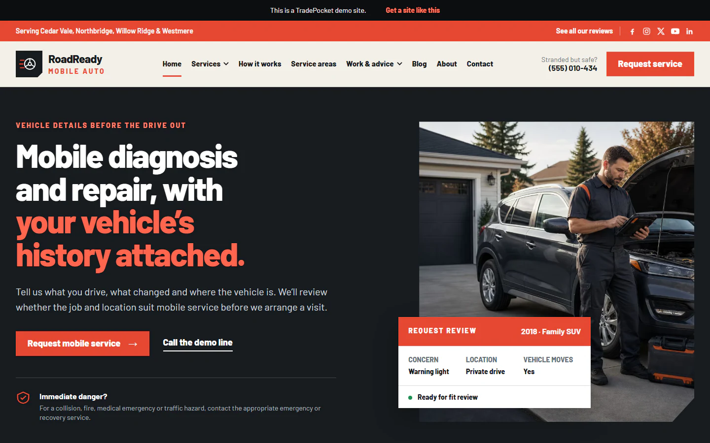 RoadReady Mobile Auto website example