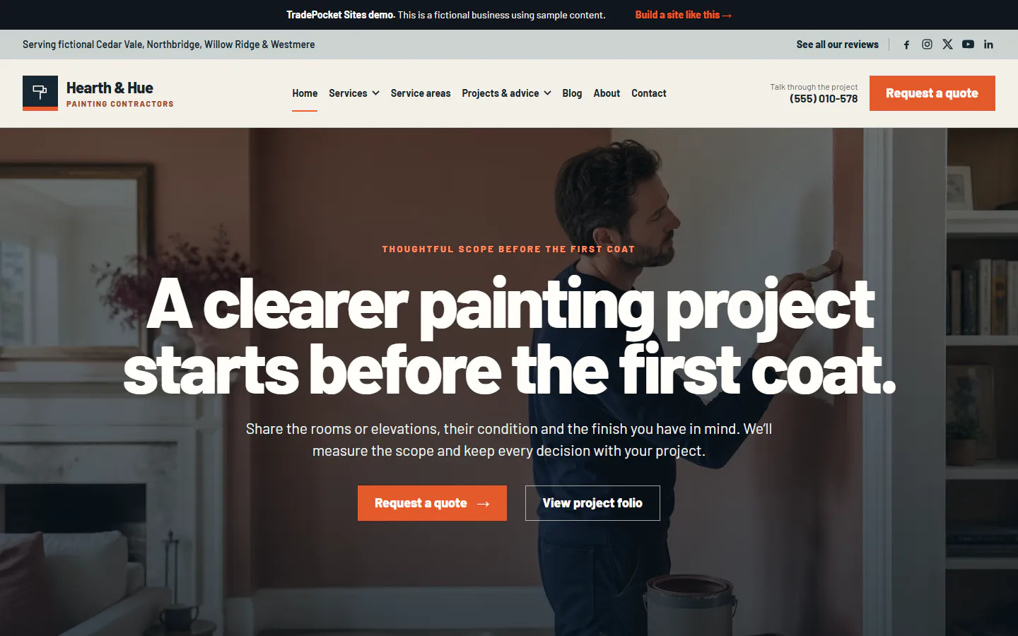 Hearth & Hue Painting website example