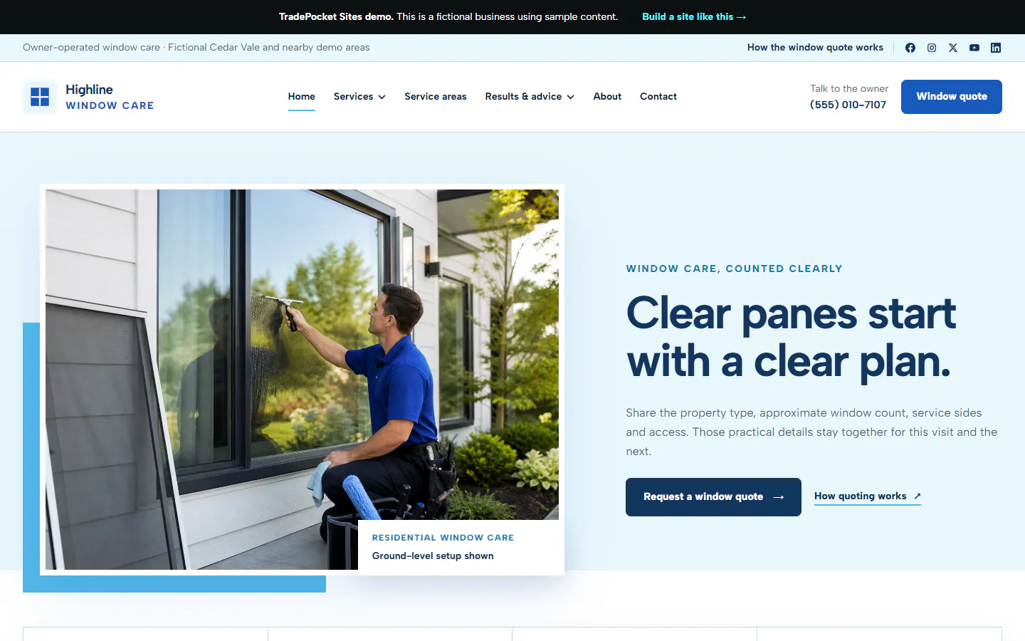 Highline Window Care website example